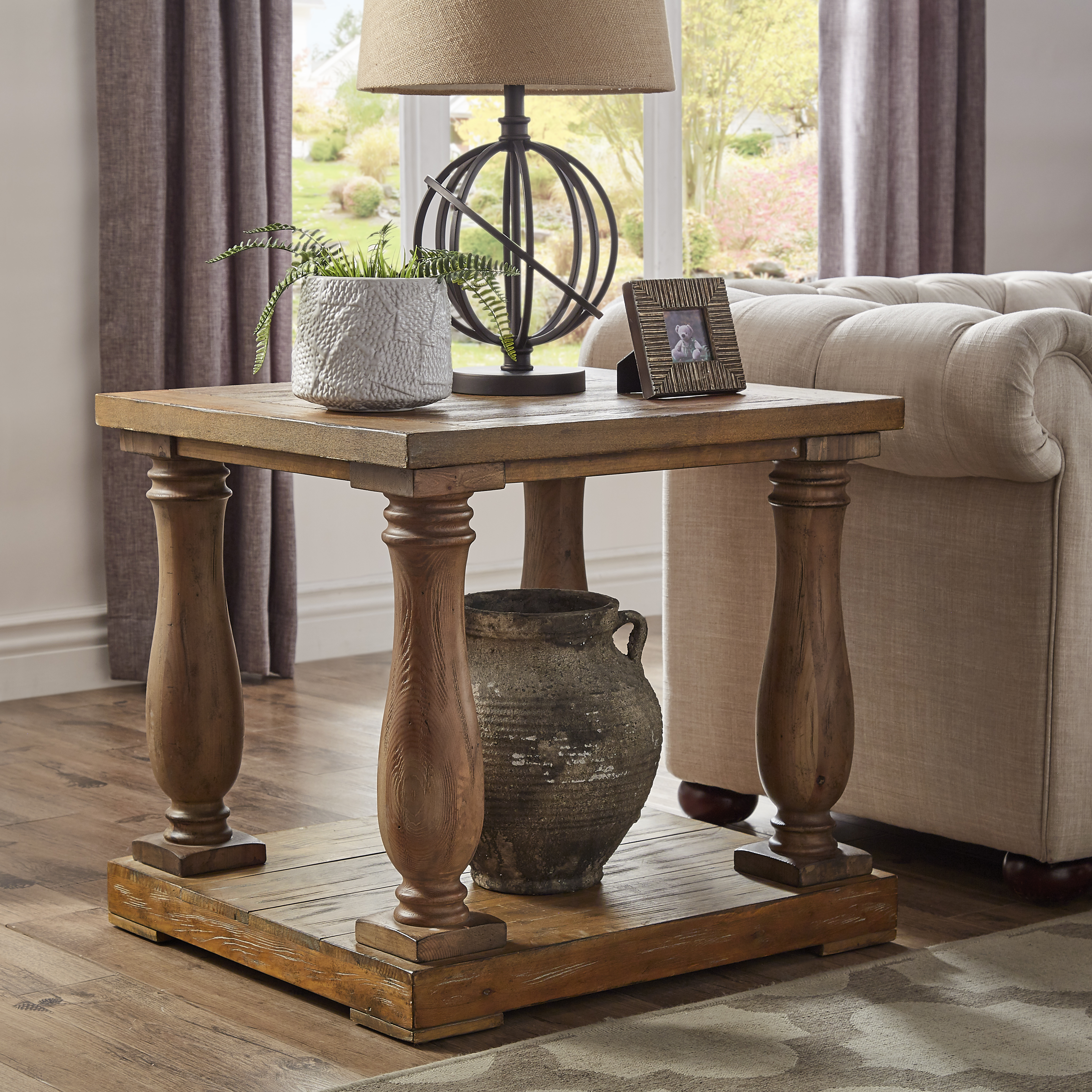 Baluster Reclaimed Wood End Table