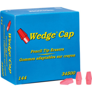 Wedge Pencil Cap Erasers, Pink, Pack of 144