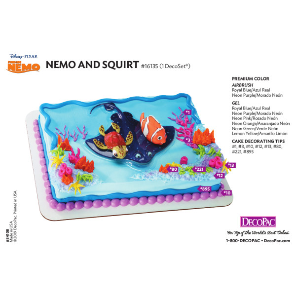 Finding Nemo And Squirt Cake Decorating Instruction Card Decopac