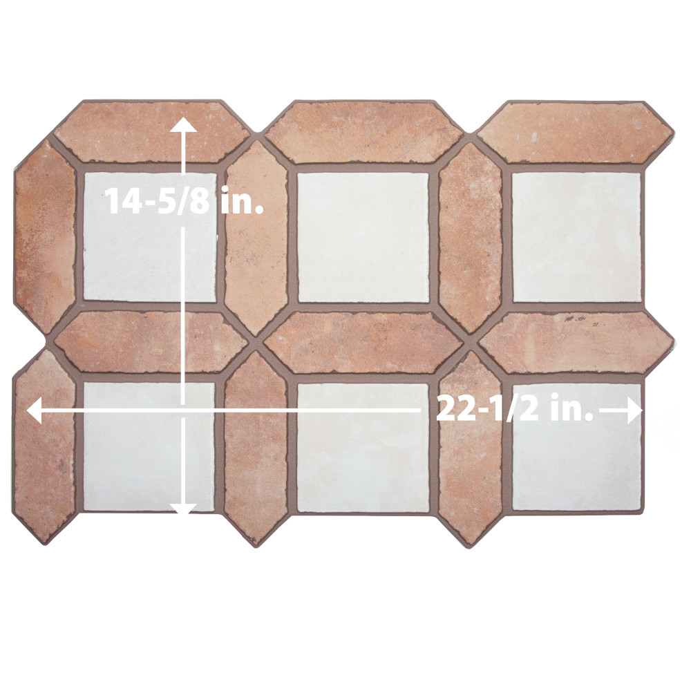 Picket Arenta Clay with White Square 14-5/8 in. x 22-1/2 in. Porcelain Floor and Wall Tile