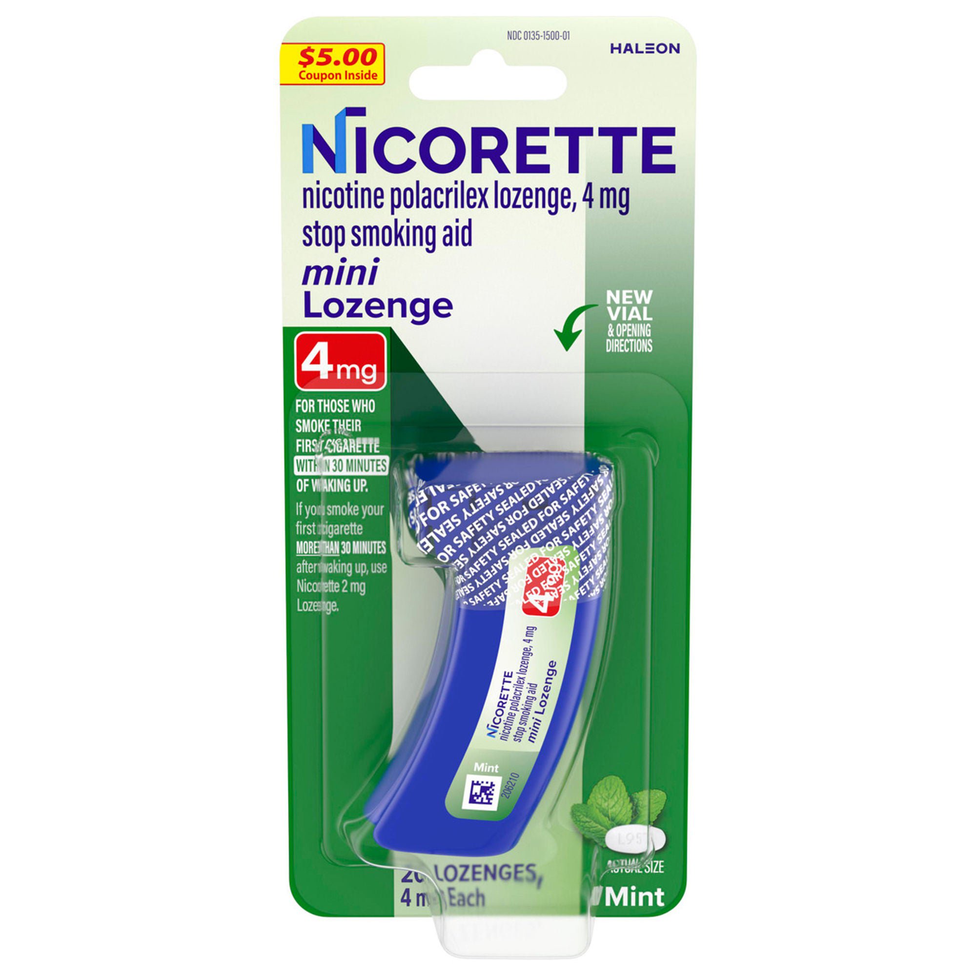 Nicorette Nicotine Polacrilex Lozenges 4 mg, Coated Ice Mint