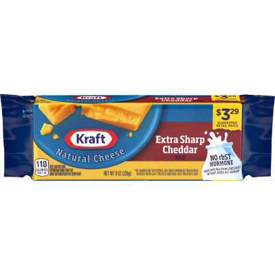Kraft Extra Sharp Cheddar Natural Cheese Block 8 oz 