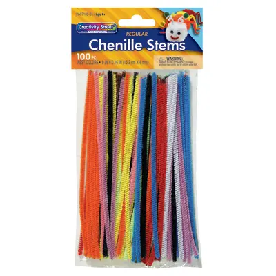 Creativity Street  Regular Stems, Assorted Colors,  6" x 4 mm, 100 Pieces