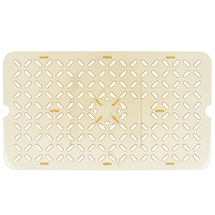 Full-size Super Pan® high-temperature plastic false bottom in amber