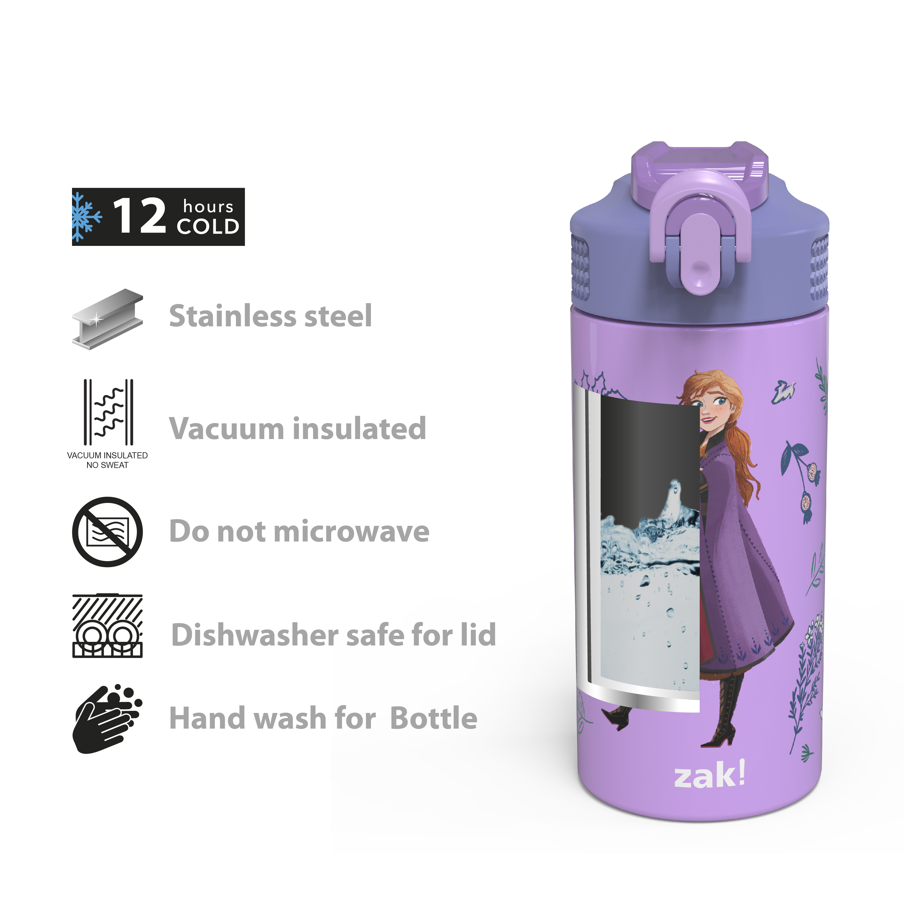 Disney Frozen 2 Movie 14 ounce Stainless Steel Vacuum Insulated Water Bottle, Princess Anna slideshow image 9