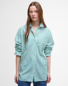 Nicola Striped Relaxed Long-Sleeved Shirt White/Kelly Green