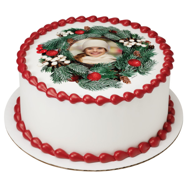 Holiday Wreath PhotoCake® Edible Image® Frame