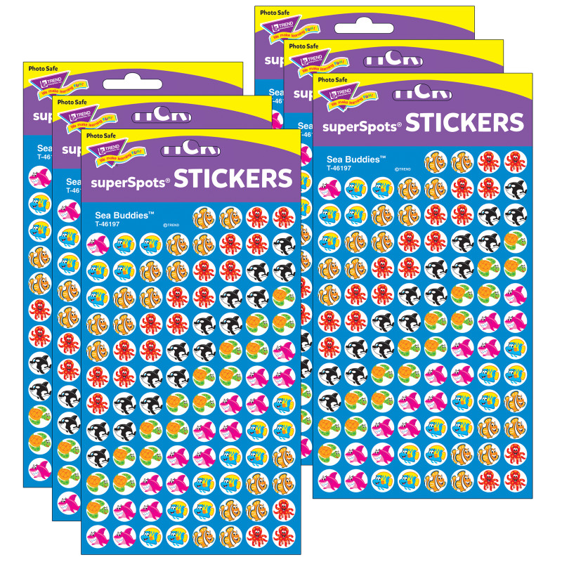 Sea Buddies™ superSpots® Stickers, 800 Per Pack, 6 Packs