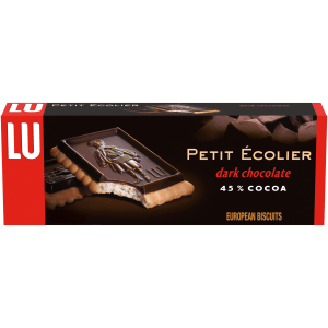 Lu Petit Ecolier European Dark Chocolate Biscuit Cookies, 45% Cocoa, 5.3 oz