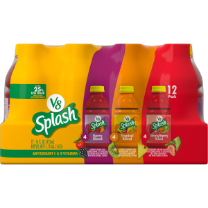 V8 Splash® Berry Blend, Tropical Blend and Strawberry Kiwi Flavored Juice Beverages, 16 fl oz Bottle (12 Pack)