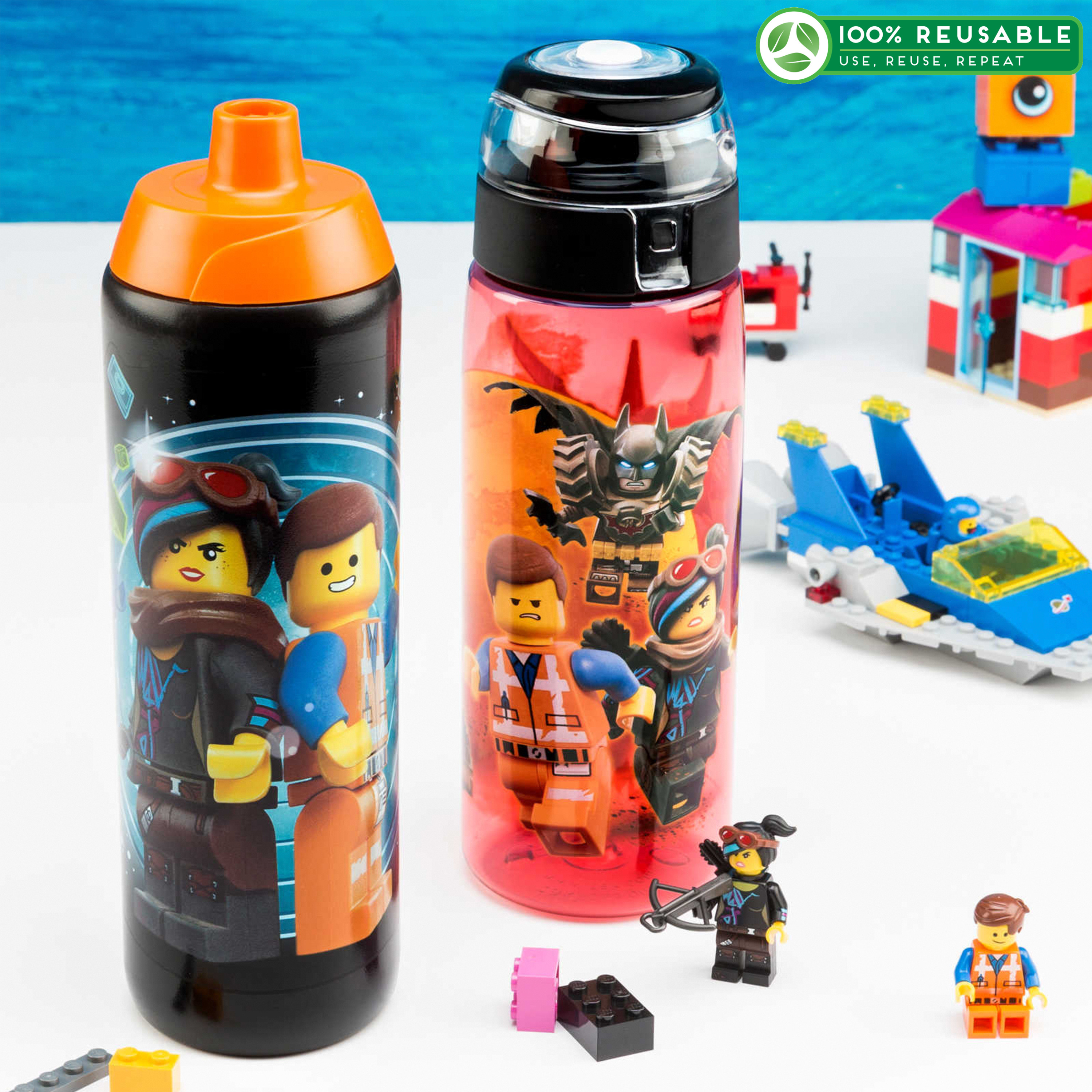 LEGO Movie 2 25 ounce Water Bottle, Batman, Wyldstyle & Emmet, 2-piece set slideshow image 1 LEGO Movie 2 25 ounce Water Bottle, Batman, Wyldstyle & Emmet, 2-piece set slideshow image 1