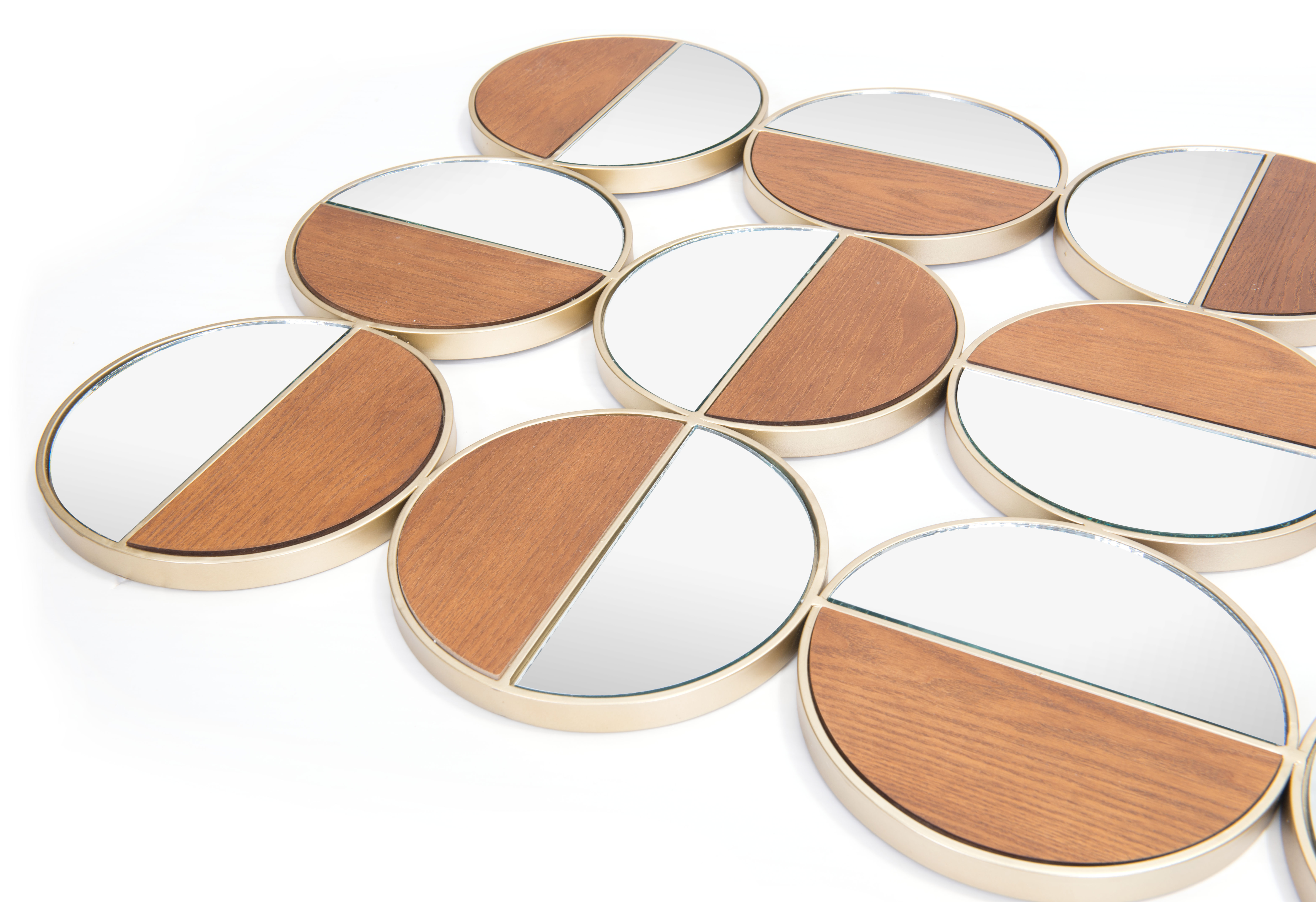 Cycle Round Mirror Gold & Walnut product image