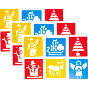 Christmas Stencils, Plastic, 6 Count, Pack of 3