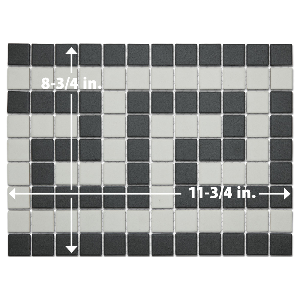 Sample – Gotham 1″ Greek Key Border Unglazed Black and White Porcelain Mosaic Tile