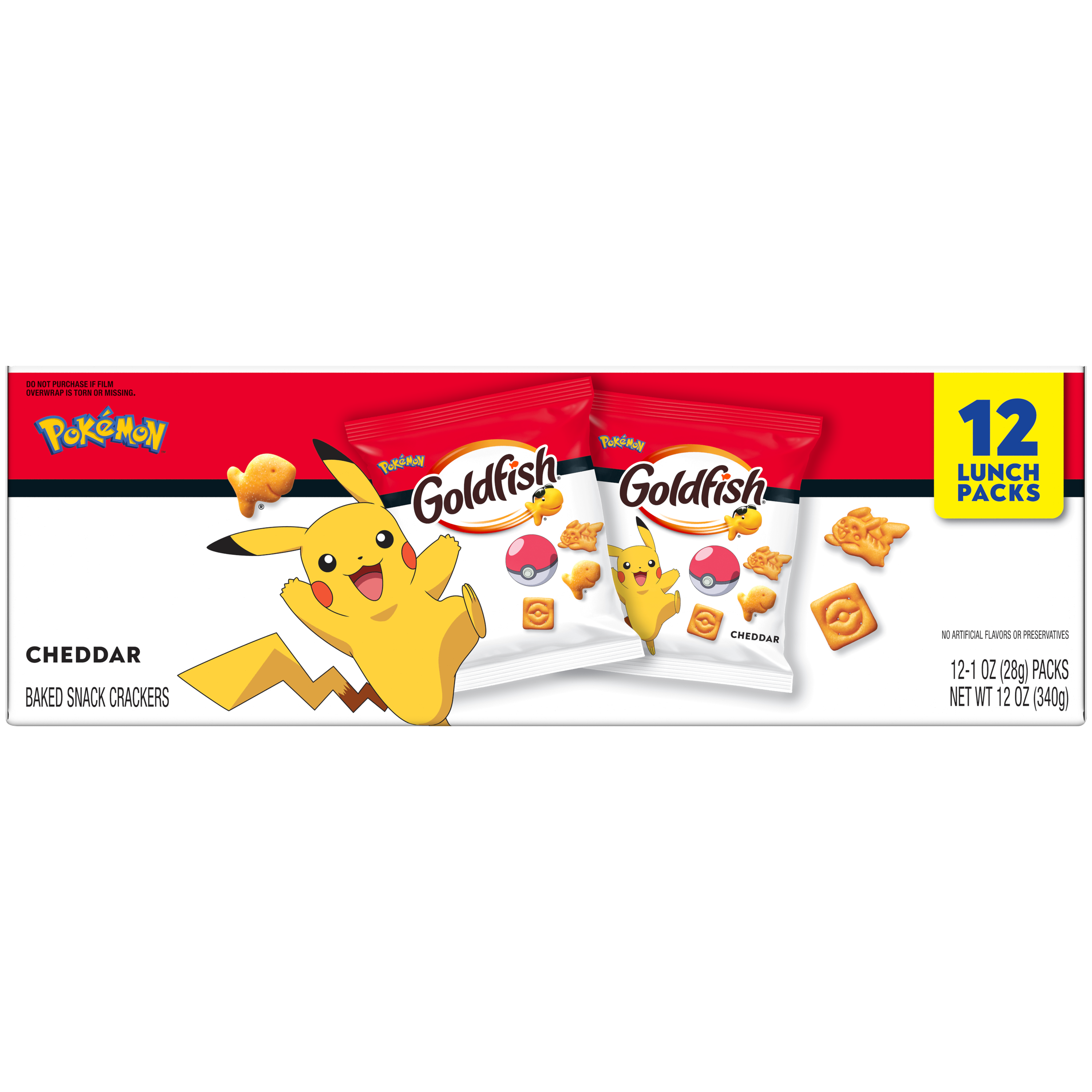 Goldfish® Pokémon Cheddar Baked Snack Crackers, 12 count box, 1 oz, bag - Back Image