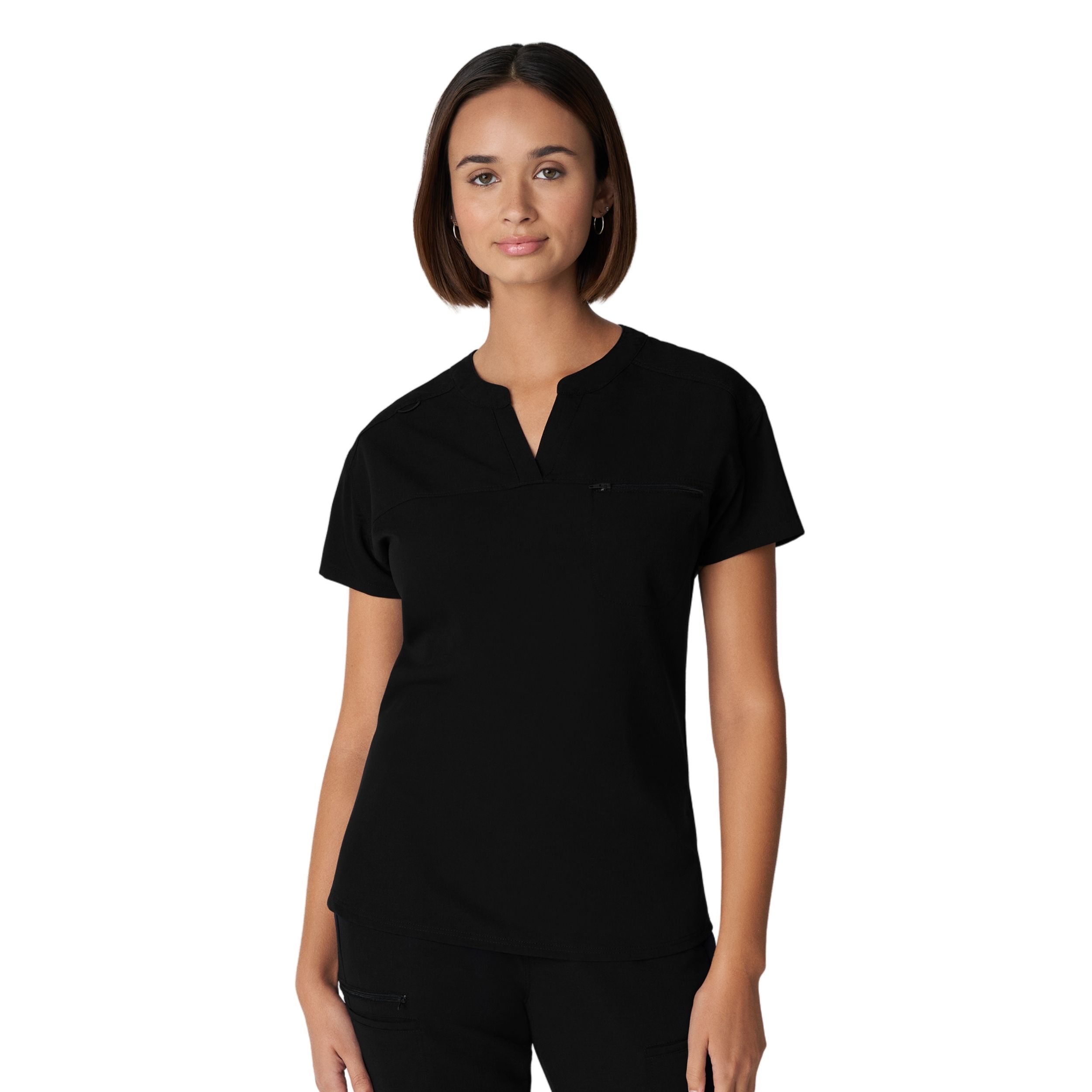 White Cross V-Tess Women&#8216;s 1-Pocket V-Neck Scrub Top-White Cross