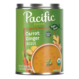Pacific Foods® Organic Carrot Ginger Bisque, Plant Based, 16.3 oz Can (Case of 12)