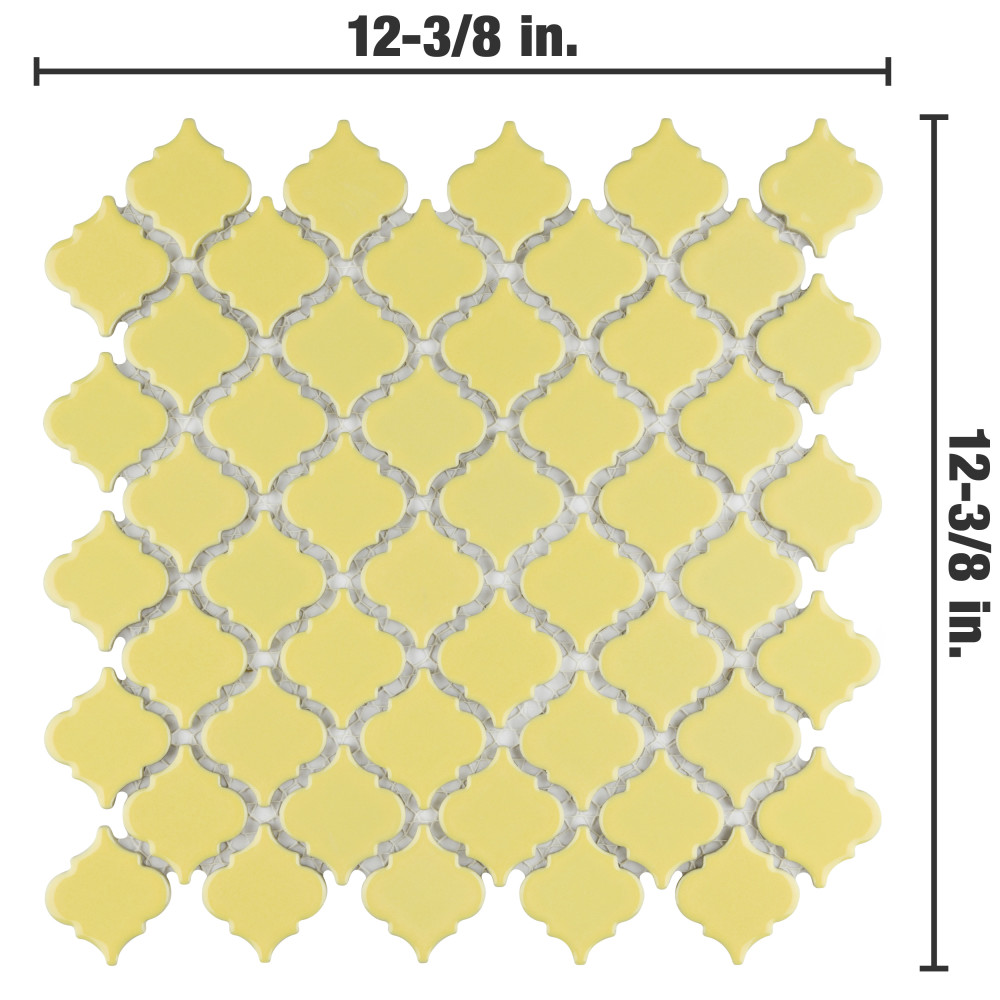 Hudson Tangier Vintage Yellow 12-3/8 in. x 12-3/8 in. Porcelain Mosaic Tile