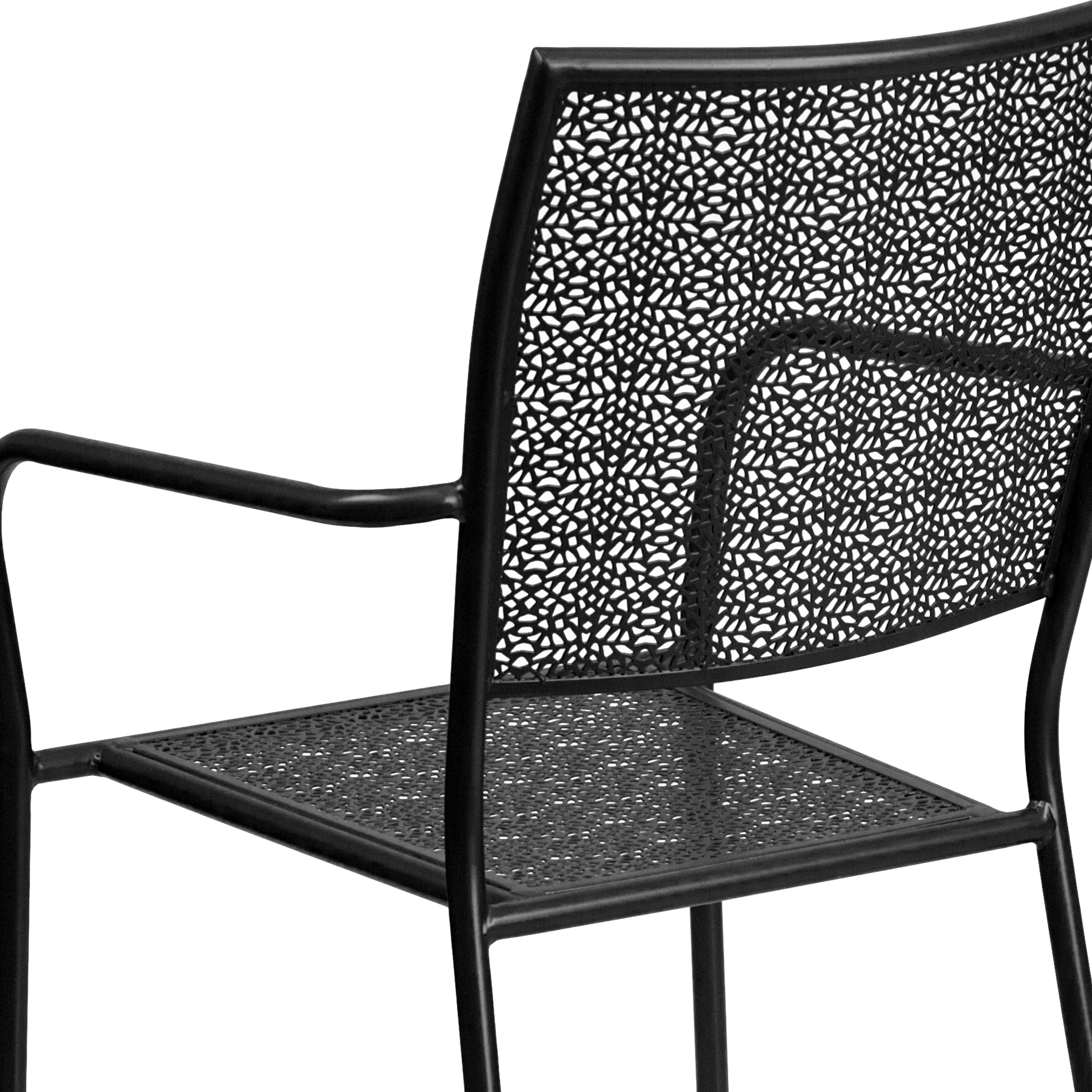 Commercial Grade Sky Blue Indoor-Outdoor Steel Patio Arm Chair with Square Back - Picture 50 of 61