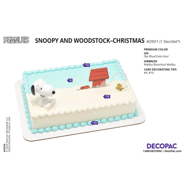 Peanuts® Snoopy® and Woodstock® Christmas Cake Decorating Instruction Card
