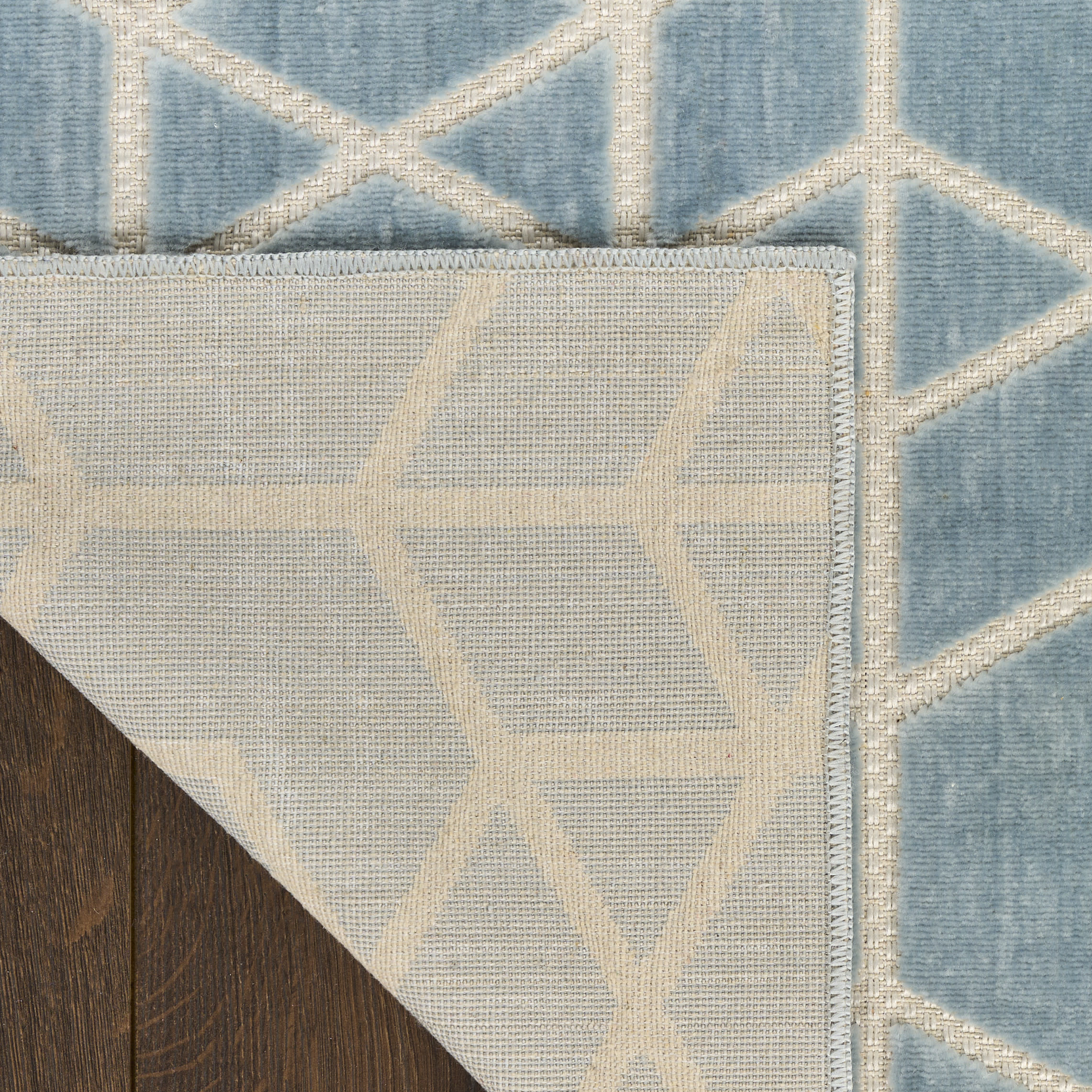 Nourison Washable Charm 3' x 5' Blue Ivory Modern Indoor Rug