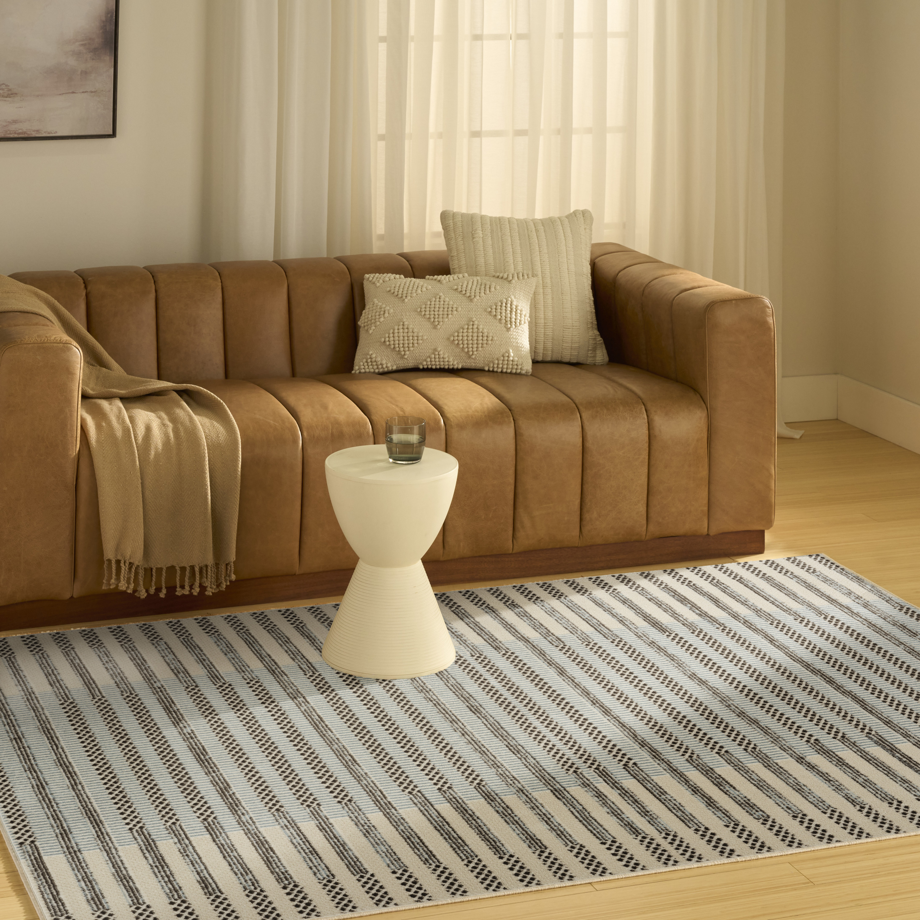 Nourison Nordic 4' x 6' Ivory Blue Modern Indoor Rug