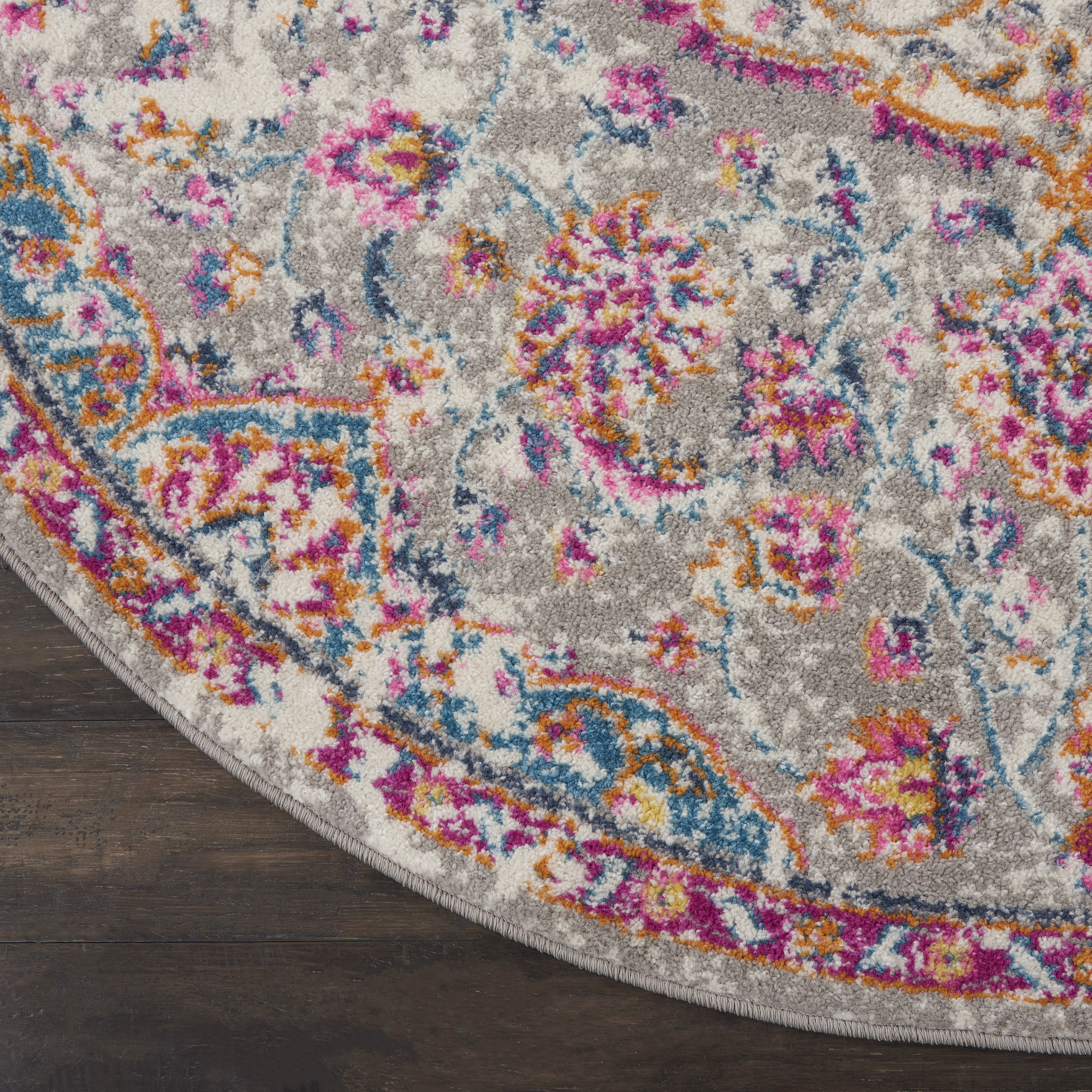Nourison Passion 5' x Round Grey Multicolor Transitional Indoor Rug
