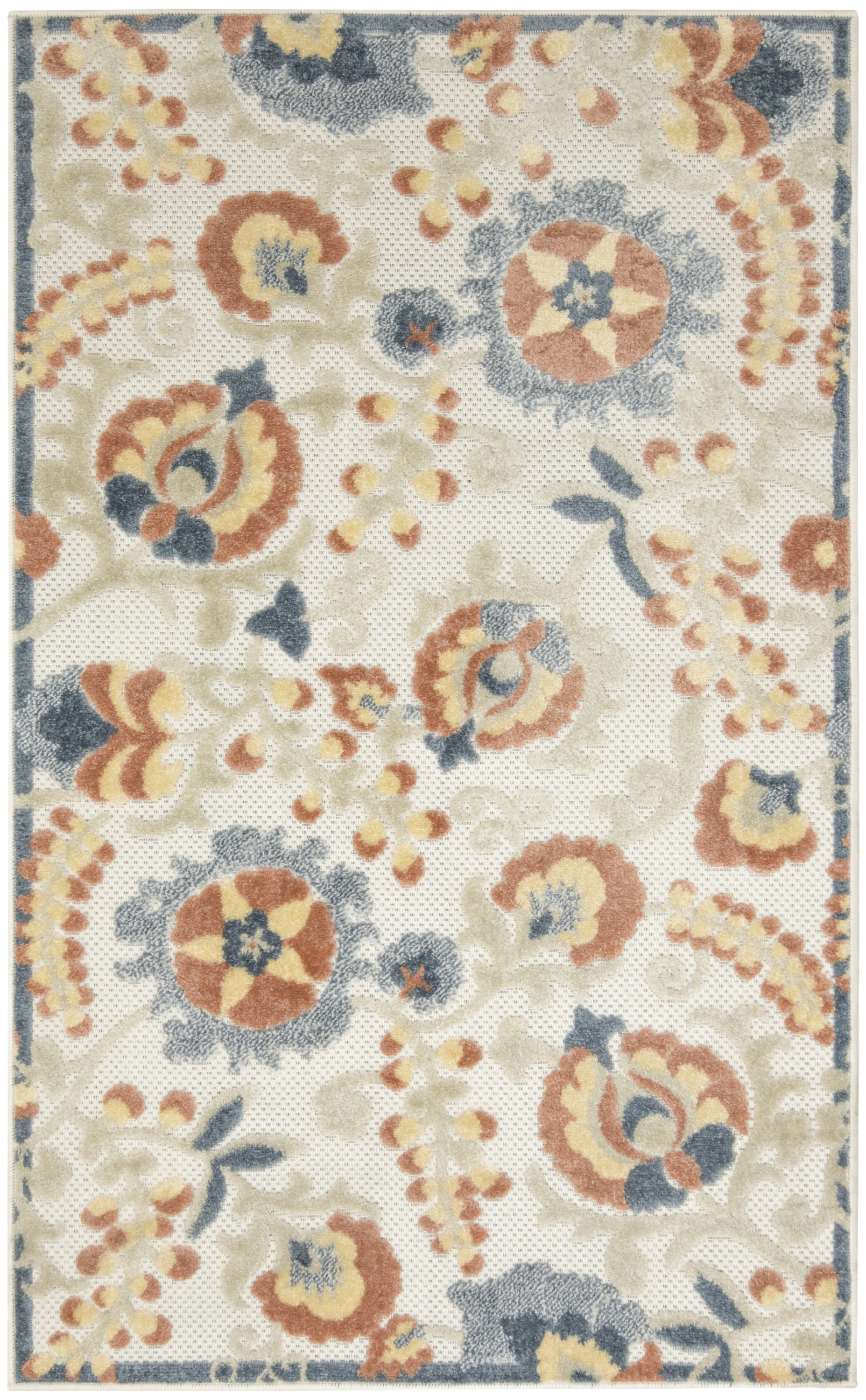 Nourison Aloha 2'8" x 4' Grey Multicolor Farmhouse Rug