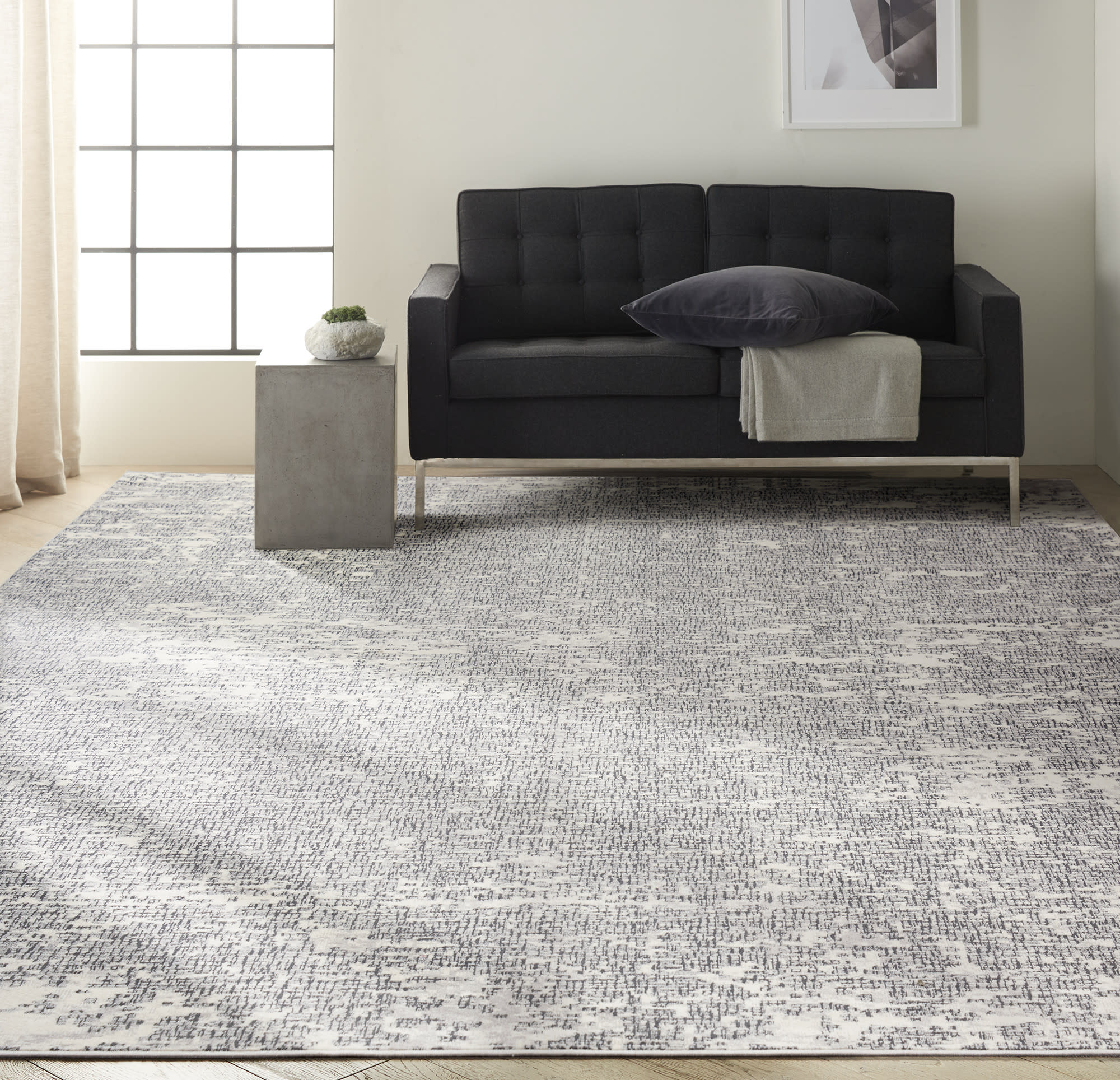 Calvin Klein CK970 Vapor 7'10" x 9'10" Ivory Black Modern Indoor Rug
