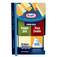 Kraft Pepper Jack & Sharp Cheddar Combo Pack Natural Cheese Slices 7.2 oz Film Wrapped