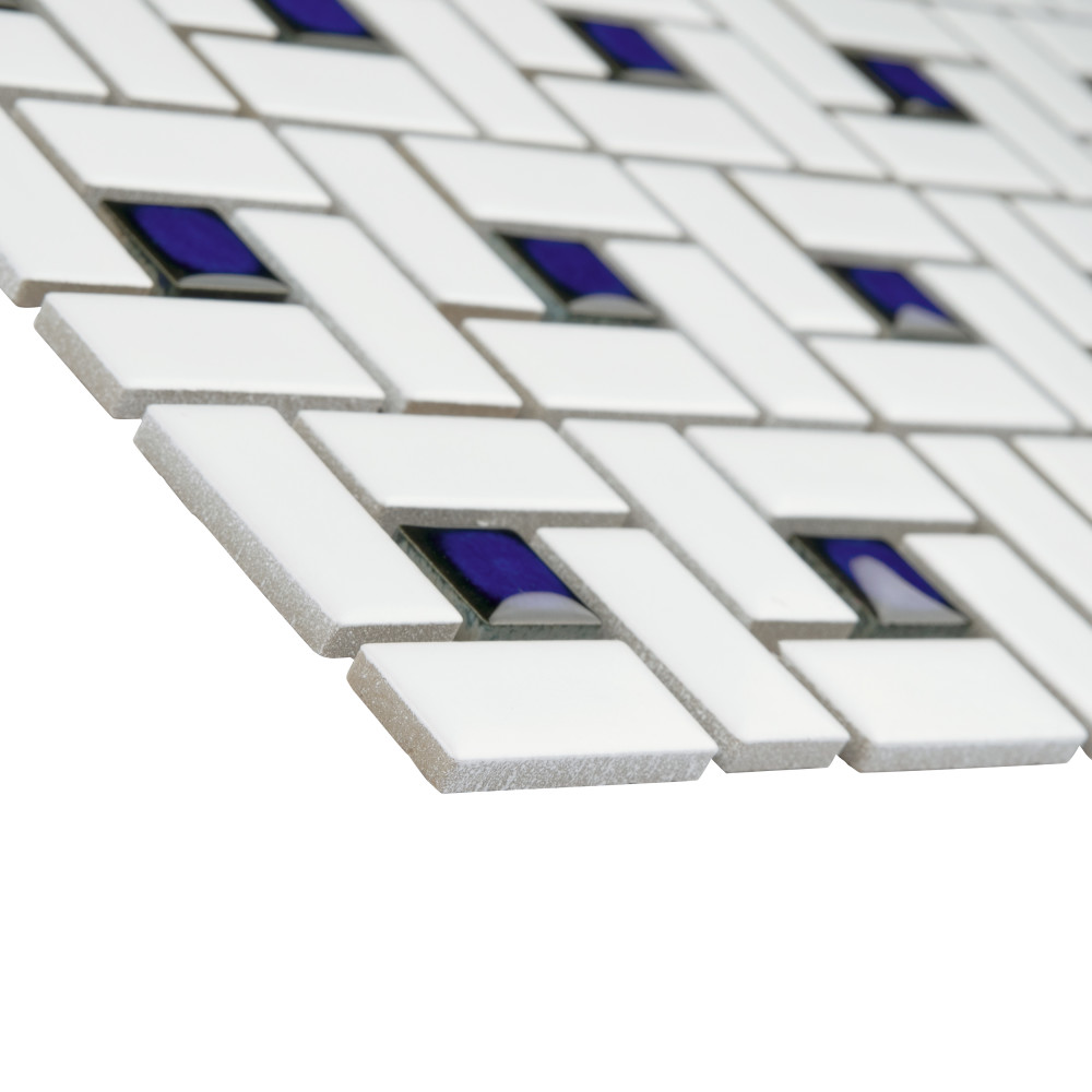 Spiral Blue and White 12-5/8 in. x 12-5/8 in. Porcelain Mosaic Tile