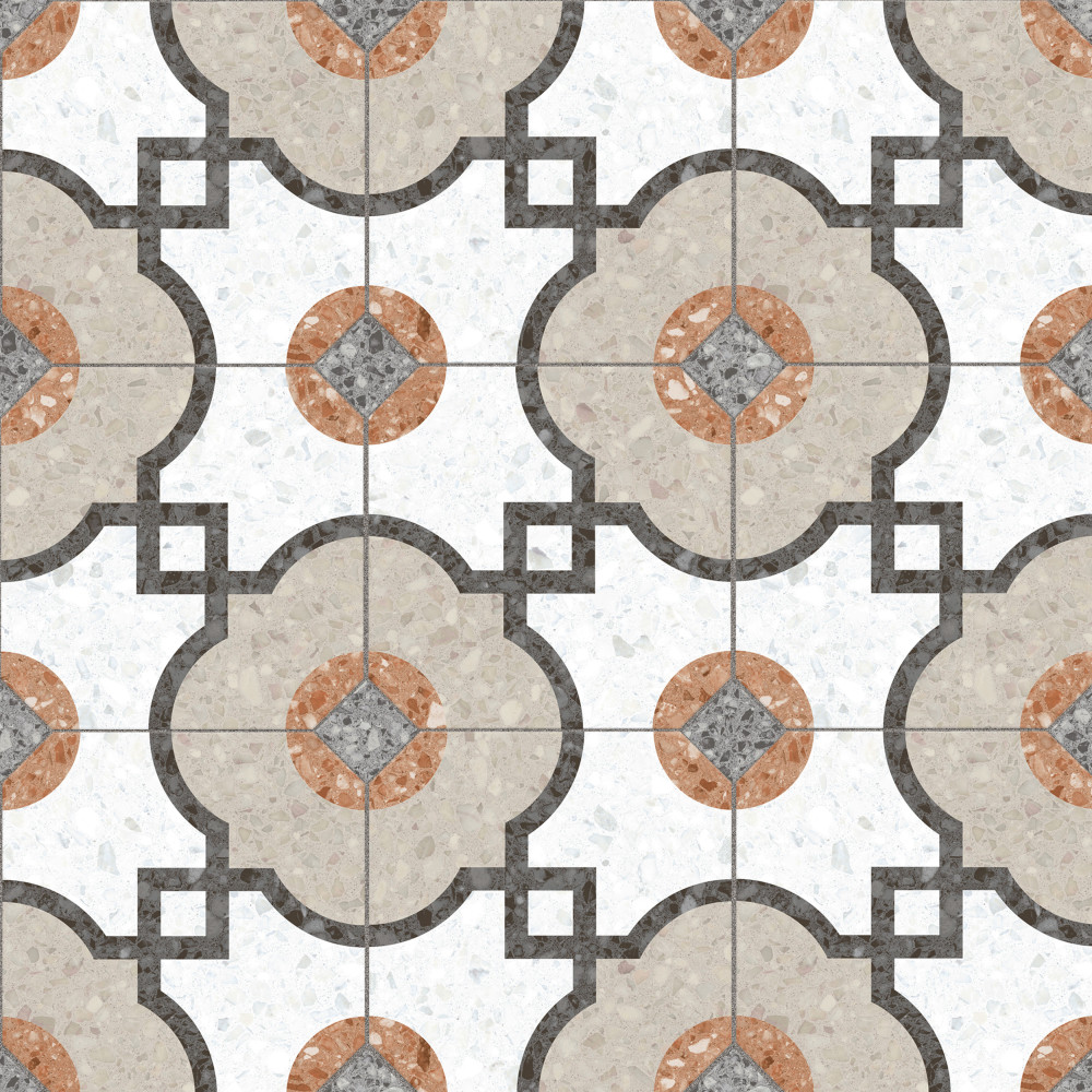 Riviera Octagon Grimaud Multicolor with Taco Nero 7-7/8 in. x 7-7/8 in. Porcelain Floor and Wall Tile