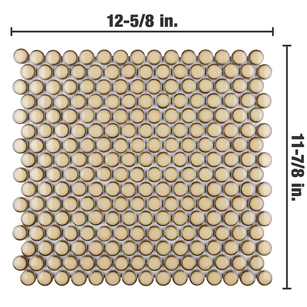 Hudson Penny Round Caffe 11-7/8 in. x 12-5/8 in. Porcelain Mosaic Tile