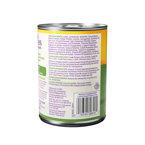 Wellness Complete Health Paté Lamb & Sweet Potato back packaging