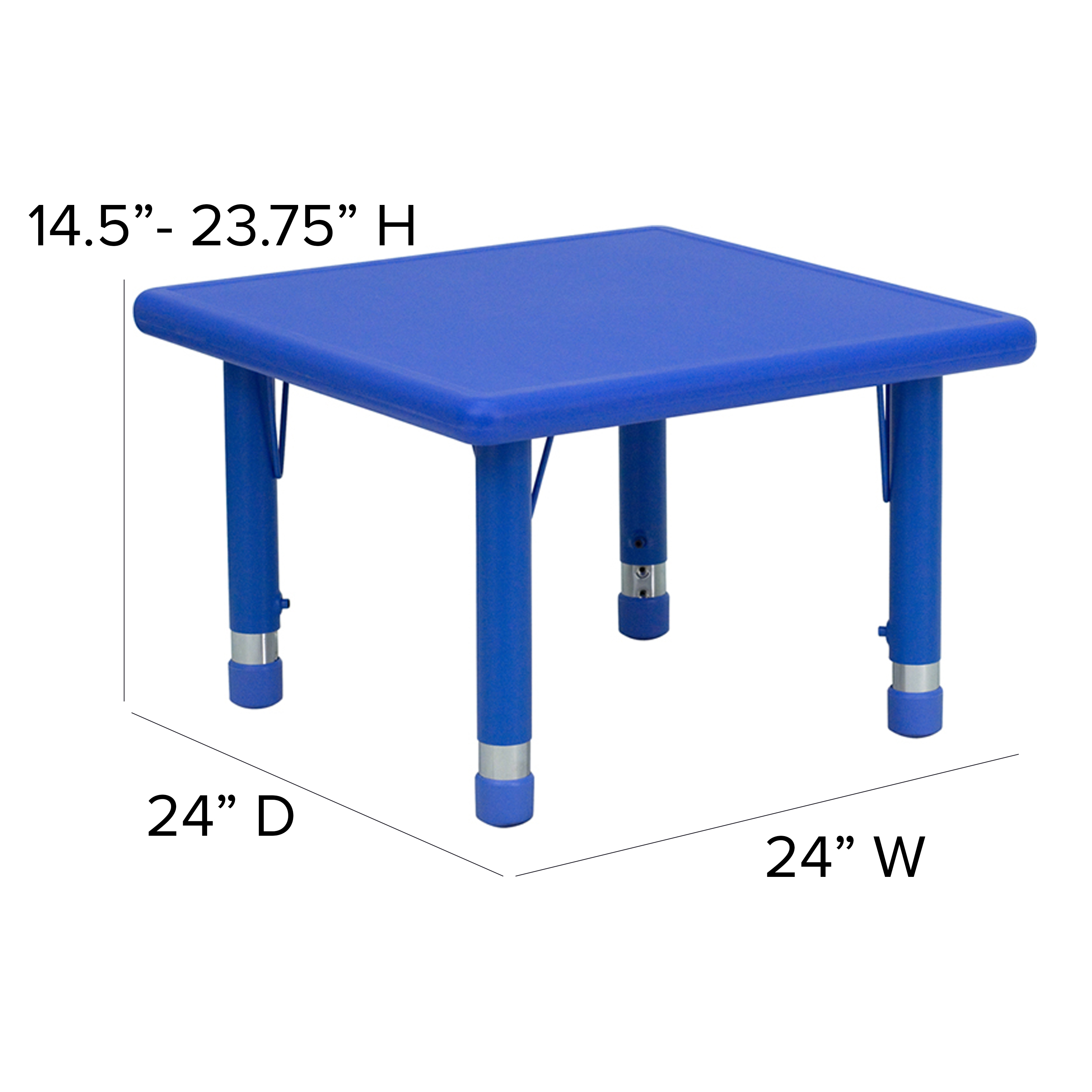 24" Square Natural Plastic Height Adjustable Activity Table - School Table for 4 - Picture 5 of 28