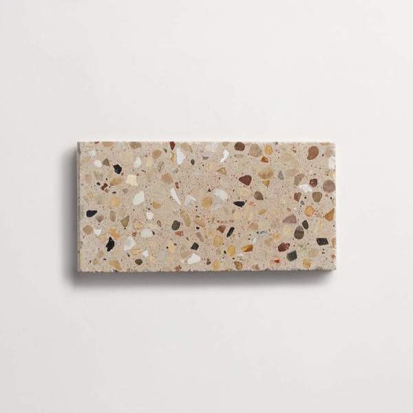forage terrazzo | split field tile | honed | shell | sample 