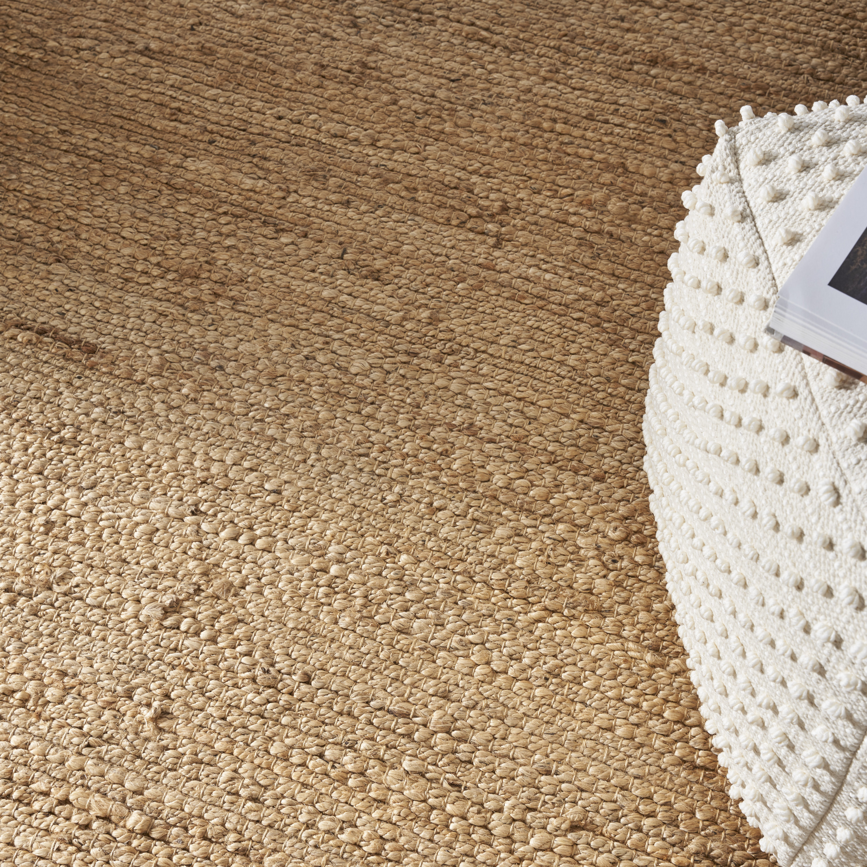 Nourison Natural Jute 5' x Square Bleached Farmhouse Indoor Rug