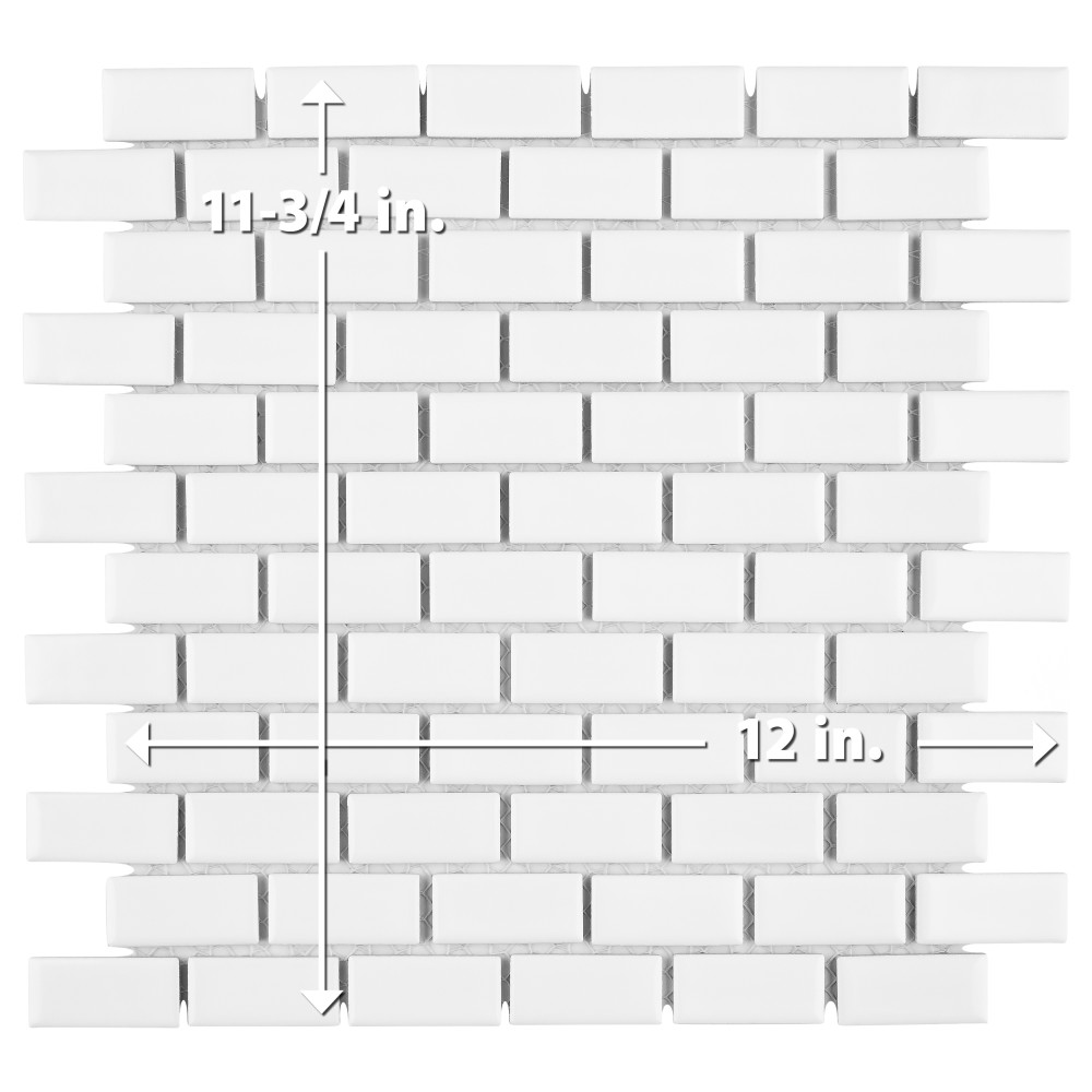Hudson Subway White 11-3/4 in. x 12 in. Porcelain Mosaic Tile