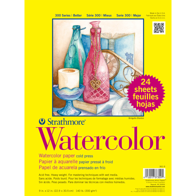300 Series Watercolor Paper Pack, 9x12 inch, 24 Sheets