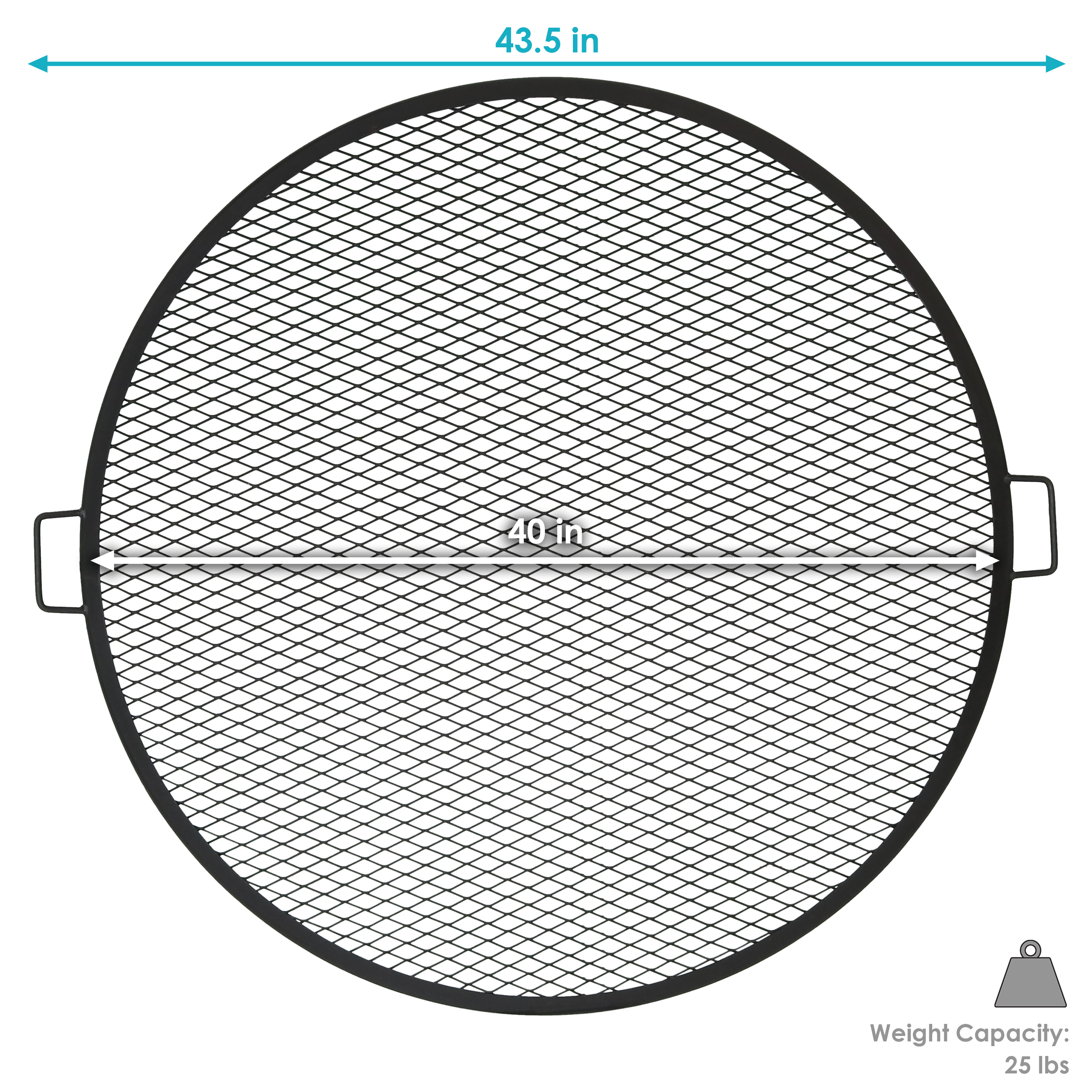 40 in Round Steel X-Mark Fire Pit Cooking Grill with Handles by Sunnydaze