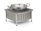 Small contoured buffet station with wire grill in natural