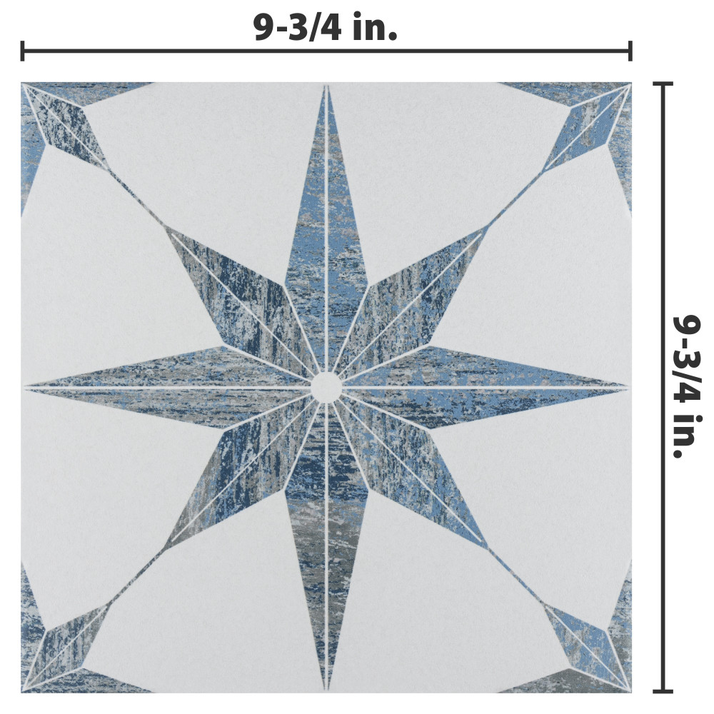 Cassis Stella Blue 9-3/4 in. x 9-3/4 in. Porcelain Floor and Wall Tile