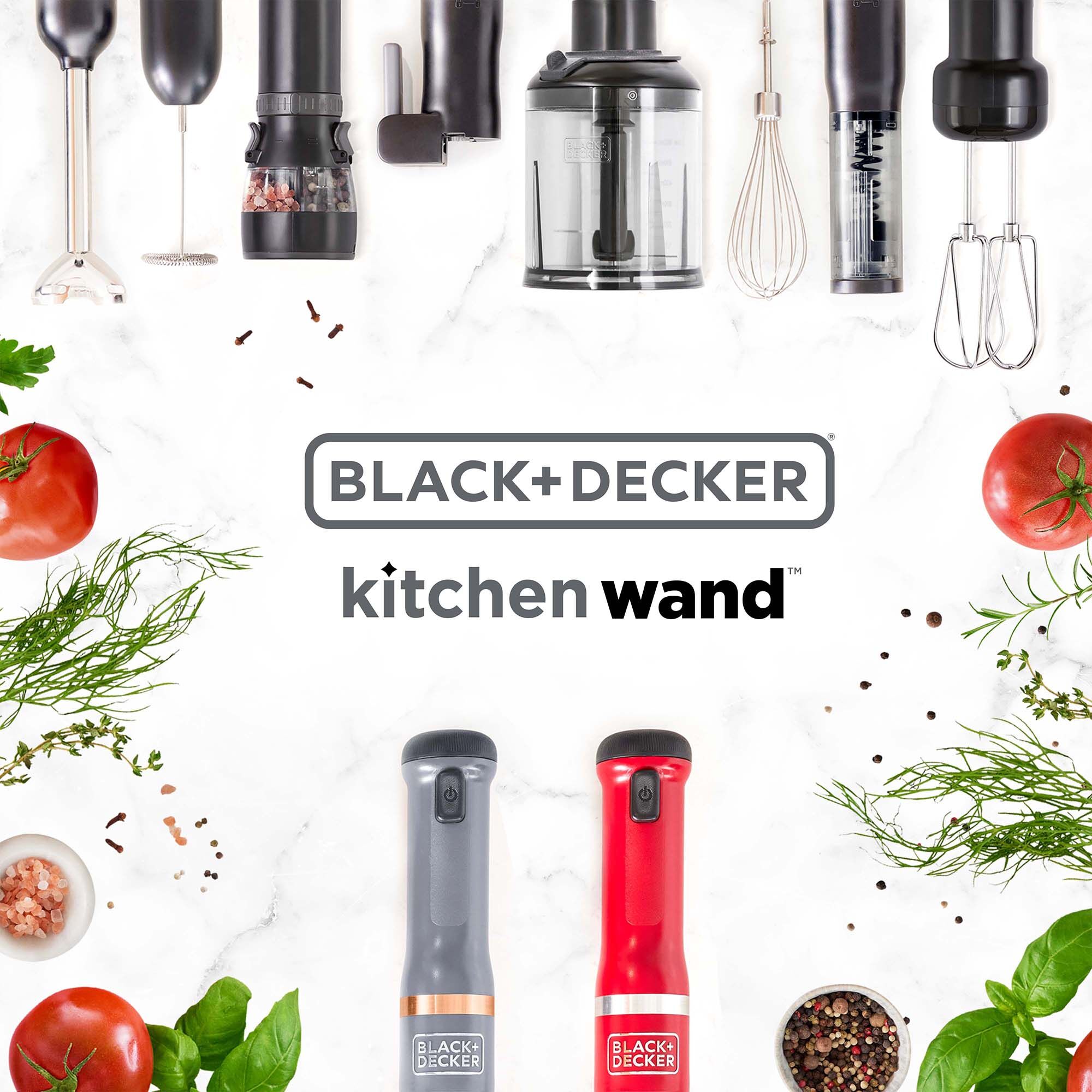 Laydown view of the BLACK+DECKER kitchen wand family