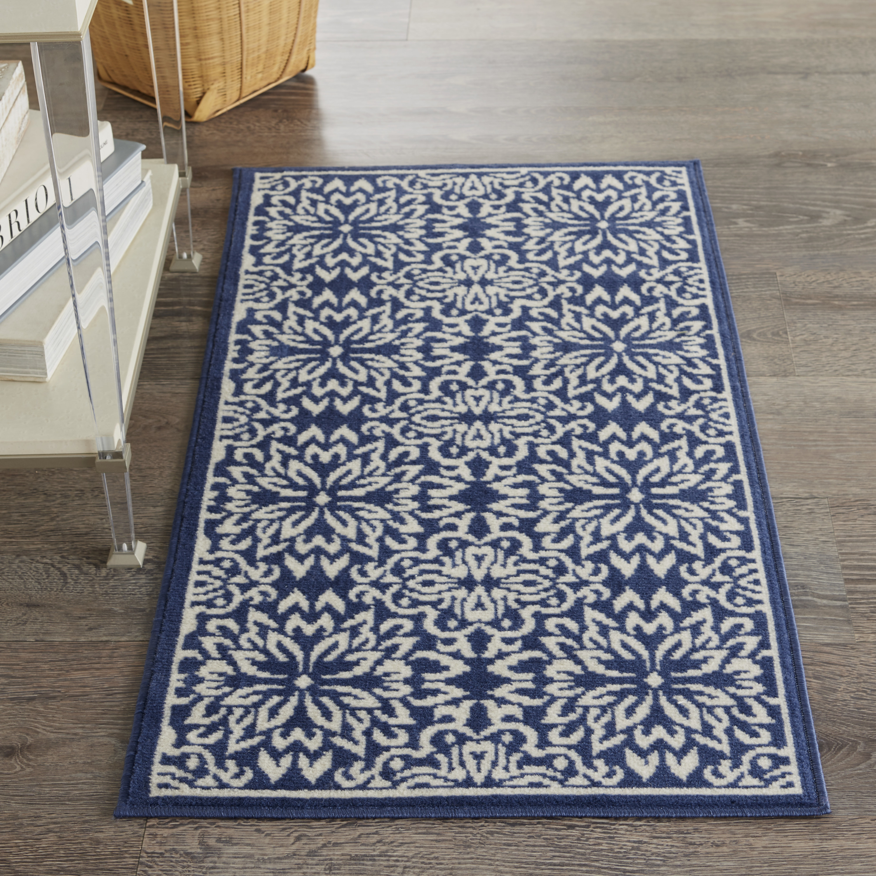 Nourison Jubilant 2' x 4' Navy Ivory Farmhouse Indoor Rug