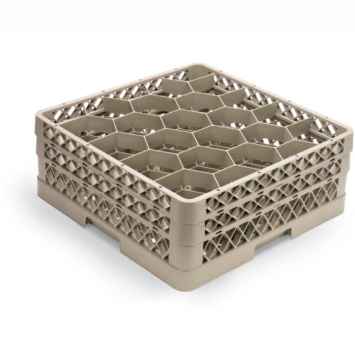 Casier Monté Ouvert T-Version en polypropylène de 20 compartiments beiges avec deux extenseurs