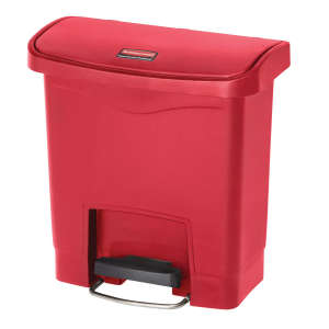 Rubbermaid Commercial, Streamline®, Step-On, 4 gal, Resin, Red, Rectangle, Receptacle