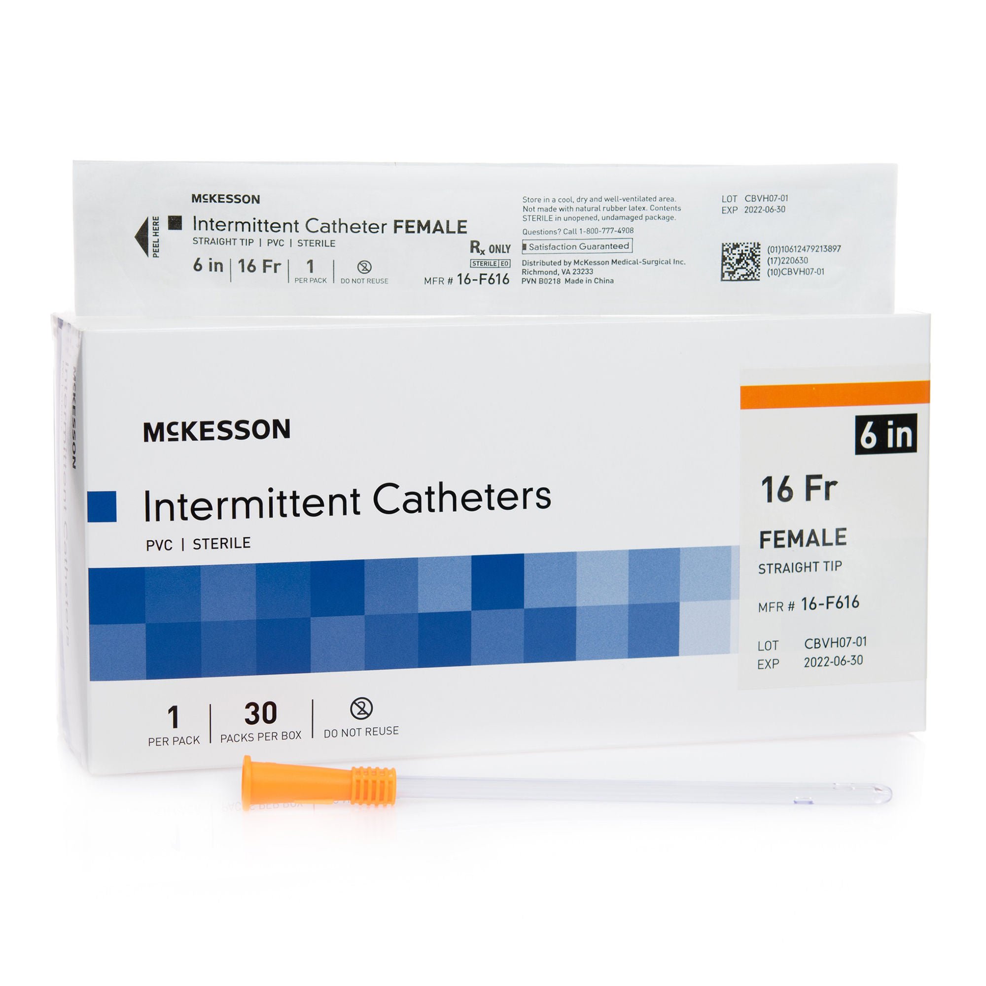 McKesson Urethral Catheter, 16 Fr., Female, Straight