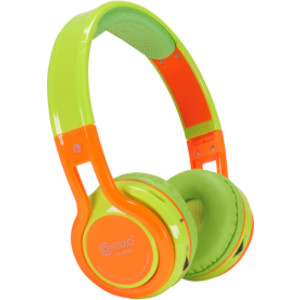 Kids Volume-Limiting Headphones, Adjustable On-Ear Fit, 85 dB, Green/Orange