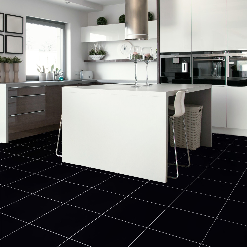 Klavier Matte Black 17-7/8 in. x 17-7/8 in. Porcelain Floor and Wall Tile