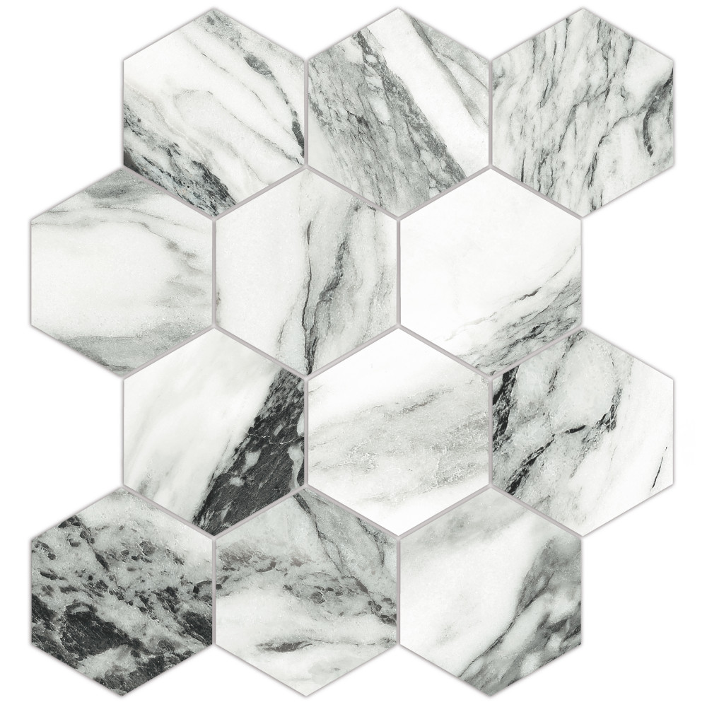 Touche 4″ Hex Zebre 11-3/4 in. x 13-5/8 in. Porcelain Mosaic Tile